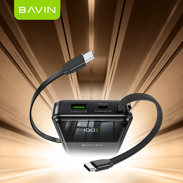 BAVIN Fashion Business Powerbank PC1151S New Style Portable 10000mah Power Bank with Data Cable