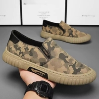 Baskets décontractées pour hommes en toile camouflage, respirantes, imperméables, antidérapantes, rehaussantes, à enfiler, pour la marche, en EVA