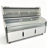 Vitrine Réfrigérée Commerciale à Double Température pour Salades et Plats Cuisinés, avec Verre Courbé et Armoire de Rangement