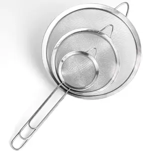 Conjunto De 3 Cozinha De Aço Inoxidável Coador De Malha Fina Filtro De Chá De Suco 3 Sieve Colander Set Filtro De Malha De Fio Coador De Café