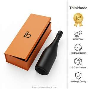 Caja de Regalo para Vino en Forma de Libro de Lujo Azul Medianoche, Cierre Magnético, Forro Radiante en Oro Rosa, para Regalos de Aniversario VIP de Alto Nivel - Product Image 1