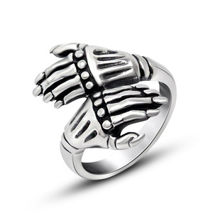 Skeleton Hand <b>Ring</b> For <b>Men</b> <b>Titanium</b> Steel Punk Style Index Finger Jewelry SA920 - Product Image 1