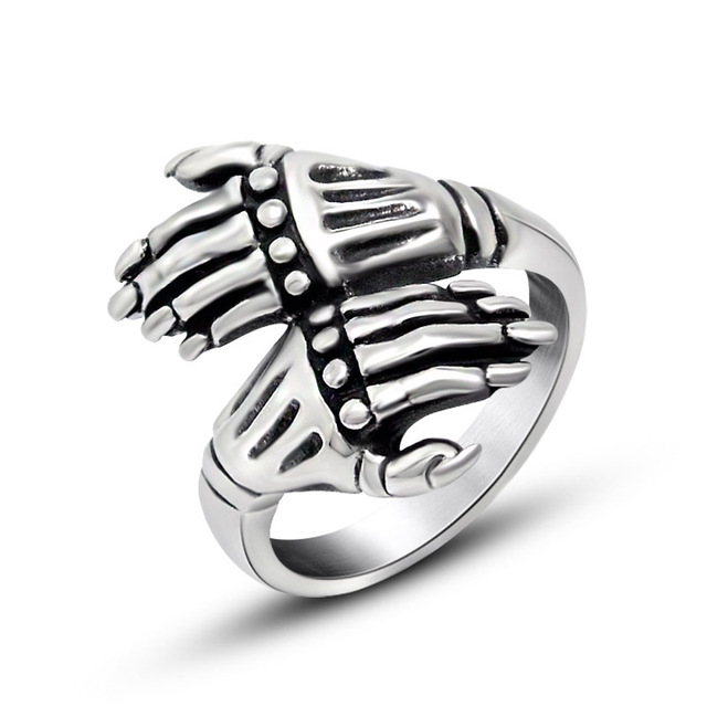 Skeleton Hand Ring For Men Titanium Steel Punk Style Index Finger Jewelry SA920