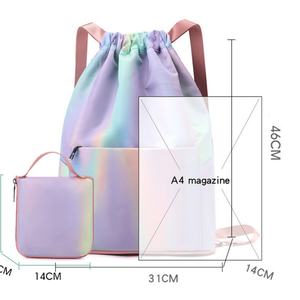Sac à dos pliable personnalisé imperméable à cordon de serrage, sac de sport coloré à cordon, sacs décontractés d'extérieur à cordon pour femme - Product Image 2