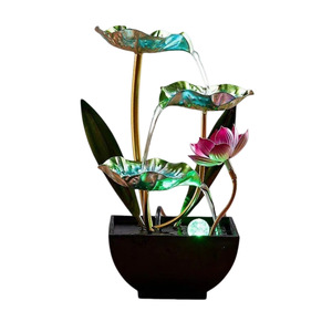 Quanfangyuan Lotus Water Feature With Backlight <b>Electric</b> Indoor Decor For Home Office Tea <b>Table</b> - Product Image 5