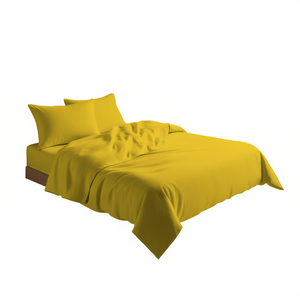 Juego de Sábanas de Algodón Amarillo, Tamaño Queen Francés, Incluye Fundas de Almohada - Product Image 3