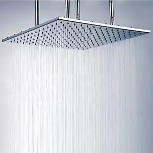 20 pouces en acier inoxydable carré plafond pommeau de douche tête de douche