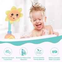 Jouet de bain pour bébé - Canard à piles, pistolet à eau en plastique et robinet tournesol pour tout-petits - Pompe à eau pour baignoire
