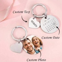 Porte-clés calendrier promotionnel pour le dropshipping, articles cadeaux pour petit ami, petite amie, gravure personnalisée, porte-clés calendrier en forme de cœur