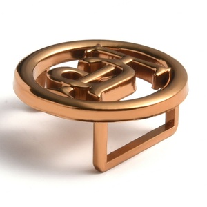 Boucle de ceinture ronde en alliage de cuivre, acier et fer, style ancien, 35 mm, avec logo personnalisé, couleur laiton - Product Image 4