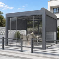 Pergola à lamelles en aluminium coupe-vent, résistante à la neige, imperméable, motorisée, pour cour