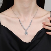 Collier en argent 925 pour mariage, bijoux en moissanite, pendentif tournesol en moissanite en forme de goutte d'eau, maillons en forme de O