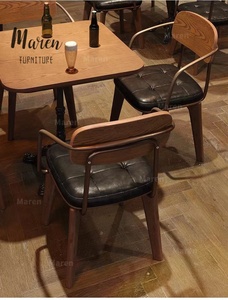 Juego de Mesa y Sillas de Comedor Estilo Francés Vintage Retro, Madera Sólida, para Cafetería, Bar, Terraza o Restaurante - Product Image 4