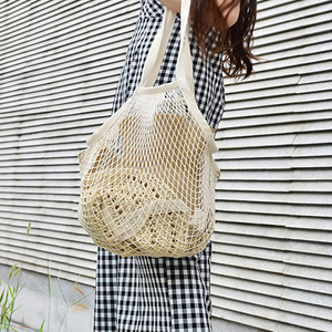 <span class=keywords><strong>Bolsa</strong></span> de compras de red de algodón de Playa Grande con logotipo personalizado con bolsillos interiores, <span class=keywords><strong>bolsa</strong></span> de asas con cordón de <span class=keywords><strong>malla</strong></span> pequeña para frutas y verduras - Product Image 5