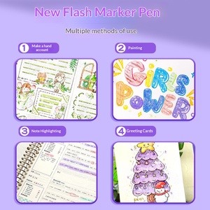 Penna Glitterata, Pennarello Acrilico con Punta Morbida, Non Tossico per Bambini, a Base d'Acqua, 48 Colori, Effetto Perlescente e Sabbia Liquida per Diari - Product Image 3