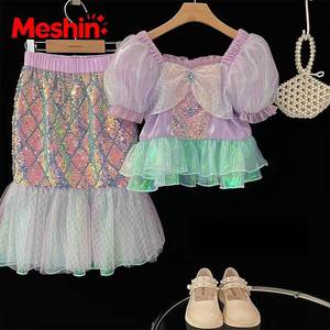 MS Gran Oferta Disfraces de 2 Piezas para Niñas, Regalo de Cumpleaños de Carnaval, Ropa de Fantasía con Lentejuelas de Princesa, Traje de Sirena para Niñas - Product Image 1