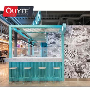 Luxury Coffee Shop Cafe Equipment <b>Display</b> <b>Table</b> With High Quality Coffee Store Cabinet Kiosk - Product Image 2