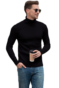 Maglione da <span class=keywords><strong>Uomo</strong></span> a Collo Alto <span class=keywords><strong>Slim</strong></span> Fit Tinta Unita per Autunno e Inverno, Pullover Intrecciato alla Moda - Product Image 4