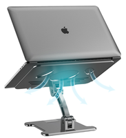 Support d'ordinateur portable réglable en aluminium, avec Base rotative à 360 °, Riser ergonomique pour le travail inverse