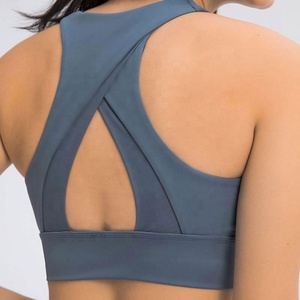 Soutien-gorge de sport pour femme à col montant, dos ajouré, couvrance intégrale, maintien élevé, pour la course, le fitness et le yoga - Product Image 4