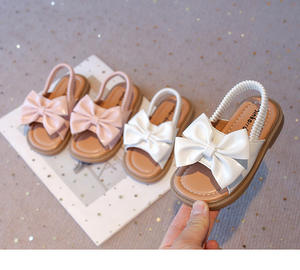 <span class=keywords><strong>Sandales</strong></span> pour fillettes 2026, <span class=keywords><strong>sandales</strong></span> de plage antidérapantes blanches et roses avec nœuds pour petites filles - Product Image 2