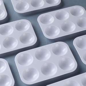 Белые пластиковые 6-сетчатые прямоугольные палитры для рисования гуашью - Product Image 3