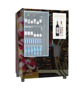 Transparent window wine beer moet chandon champagne vending machine with touch screen ads function remote platform