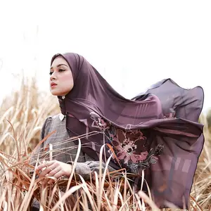 Custom Printed Hijab voile tudung malaysia women satin printed shawls