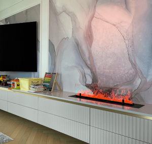 <span class=keywords><strong>Insert</strong></span> de cheminée à vapeur <span class=keywords><strong>panoramique</strong></span> 3D avec flamme LED étanche pour présentoir de salle d'exposition, cheminée électrique à vapeur d'eau - Product Image 5