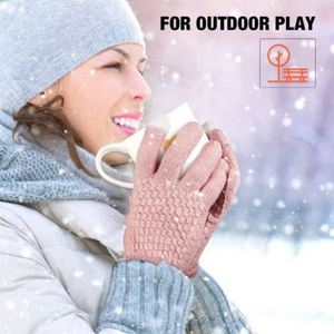 Guantes Cálidos de Invierno para Hombre y Mujer, Mitones Clásicos de Punto Elástico, Viscosa/Poliéster, Dedos Completos, Colores Personalizados, Rayados, para Exteriores - Product Image 4