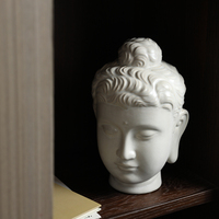 Statue de Bouddha en céramique mate, buste de Bouddha Sakyamuni zen, sculpture minimaliste, décoration d'intérieur asiatique, ornement en céramique pour table
