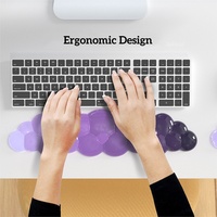 Repose-poignets ergonomique pour clavier, personnalisé, en forme de nuage transparent, dégradé violet, résistant à l'eau, pour cadeaux de bureau d'été