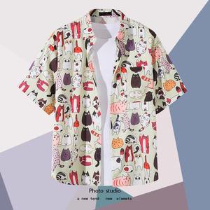 半袖 メンズ シャツ 夏 休日 速乾 防シワ ハワイアン バケーションスタイル マンダリンカラー プラスサイズ 大人用 - Product Image 6