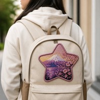 Patchs brodés en gros : Étoile, Mont Fuji, Sakura, Paysage aquatique, Haute Densité, Sérénité – Patch thermocollant pour voyage au Japon, thème Sakura