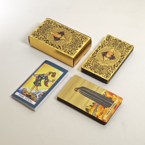 Fabrieksnieuwe 12*7cm Spaanse gouden folie <span class=keywords><strong>tarot</strong></span> plastic 78-delige waterdichte speelkaartenset bordspel orakelkaarten met handleiding - Product Image 5
