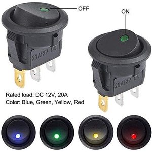 Illuminated Rocker Switch 20A <b>12V</b> <b>DC</b> 5 Pin With Led Blue Red Green Yellow Pack Of 20 - Product Image 5