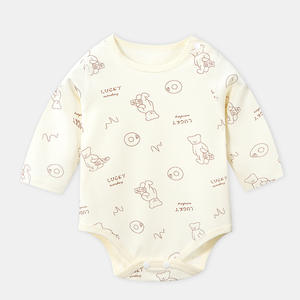 Hot verkopende biologische katoenen antibacteriële baby jumpsuit met enkelrijig knoopsluiting voor unisex pasgeborenen, cartoonprint, zomer, casual - Product Image 2