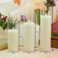 Bougie LED sans flamme de grande taille en paraffine et verre pour la décoration de la maison avec flamme mobile