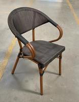 Chaise d'extérieur style bistrot pour café, jardin, balcon, style français, en aluminium empilable, aspect bambou
