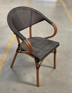 Chaise d'extérieur style bistrot pour café, jardin, balcon, style français, en aluminium empilable, aspect bambou - Product Image 3