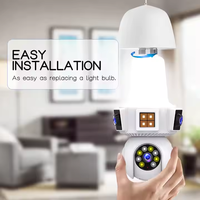Kamera Bohlam 12MP 3 Lensa 360 Wifi Nirkabel PTZ 360 Audio Dua Arah Deteksi Manusia AI Alarm Push Mini CCTV Kamera V380