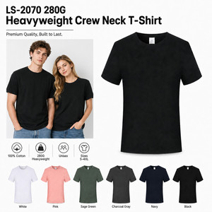 เสื้อยืดคอตตอนแท้ 100% หนัก 260 กรัม คอกลม  ไม่มีลาย  สำหรับผู้ชายและผู้หญิง ขายส่ง ไซส์ใหญ่พิเศษ S-4XL รับสกรีนโลโก้ - Product Image 1