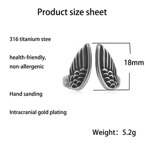 แหวนปีกสแตนเลสผู้ชายสไตล์พังก์สีเงิน 24 มม. ของขวัญเครื่องประดับ - Product Image 4