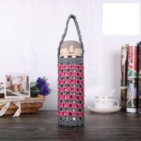 Porte-gobelet en tissu isolé avec logo personnalisé, crochet à la main créatif, conception tricotée, sac à bandoulière lavable et réutilisable, boîte de sublimation