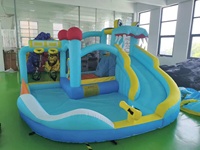 Château gonflable pour enfants à usage domestique, design animal, bleu, pour intérieur et extérieur