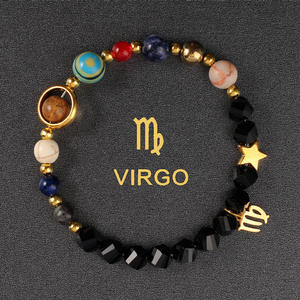 Bracciale Artigianale con Perle di Cristallo Naturale dei Dodici Segni Zodiacali, Pianeti Cosmici, per Turismo e Ricordo, Vendita all'Ingrosso - Product Image 5