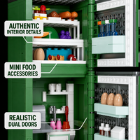 Set de Bloques de Construcción de Refrigerador Retro Personalizado de 578 Piezas, Modelo de Electrodomésticos Nostálgicos de los 90, Kit Educativo STEM para Niños
