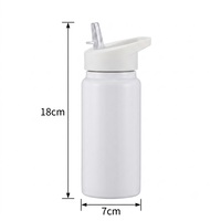 Bouteille d'eau isotherme portable en acier inoxydable 304 de 14 oz, vierge pour sublimation, avec paille et poignée, idéale pour le camping en extérieur - Vente en gros