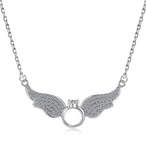Collar de Plata de Ley 925 con Circonita Cúbica 5A, Diseño de Alas Circulares, Chapado en Oro de 18K y Rodio, Colección Dylam Dainty - Product Image 1
