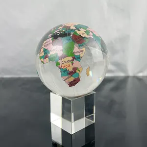 Globes World Vintage Colored Crystal Etched Earth World Globe MH-Q0241